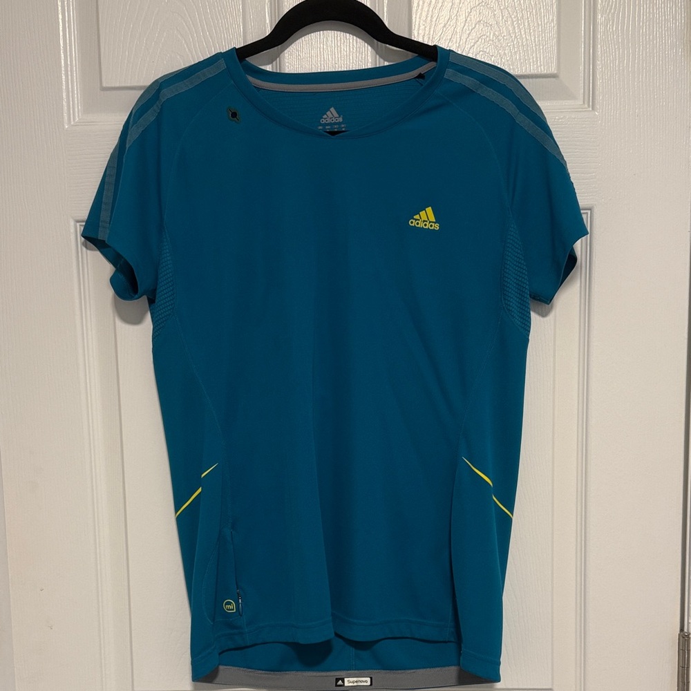 adidas Teal Performance Tee with White Logo